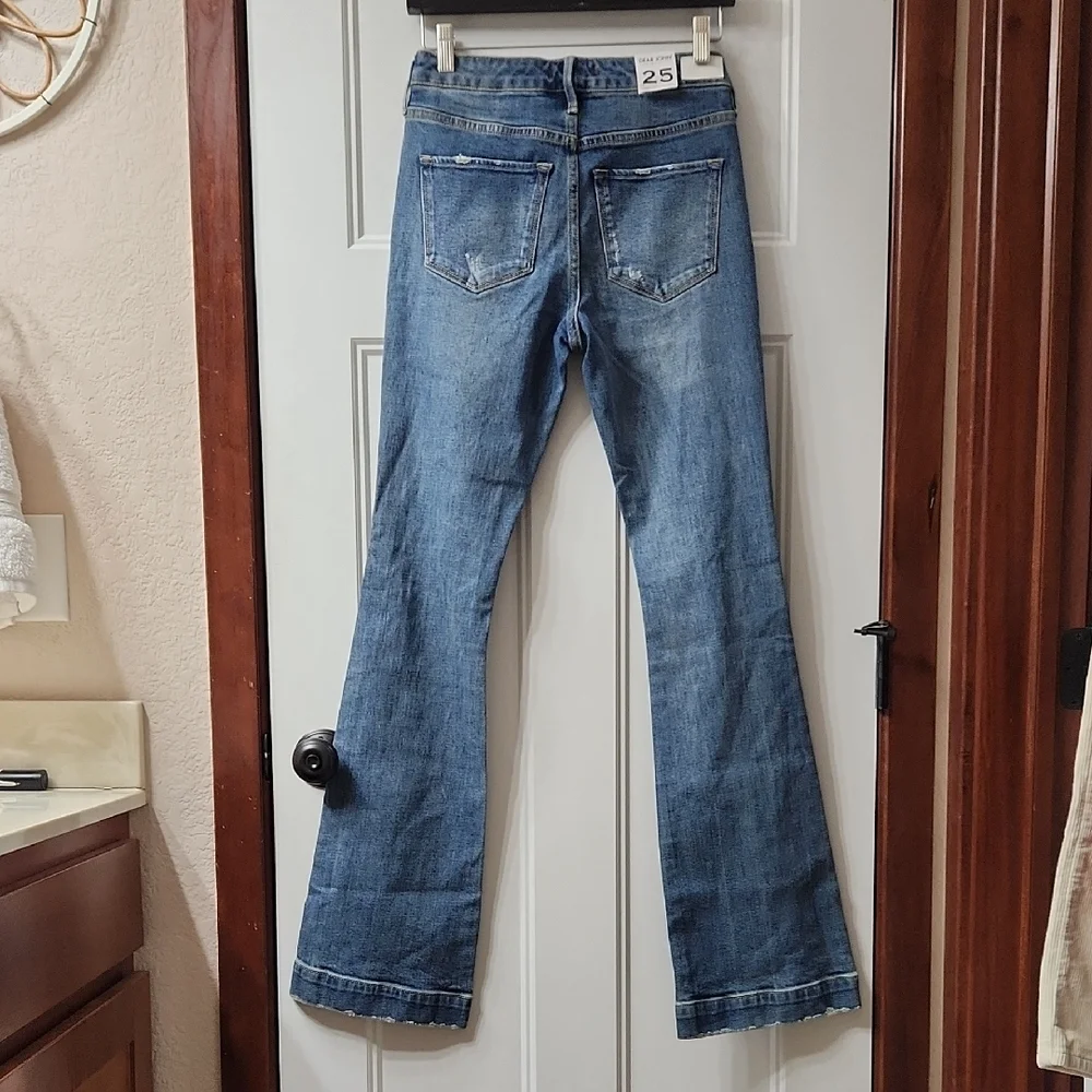 NWT Dear John Blue Distressed Flare Jeans - 25 - Picture 6 of 8